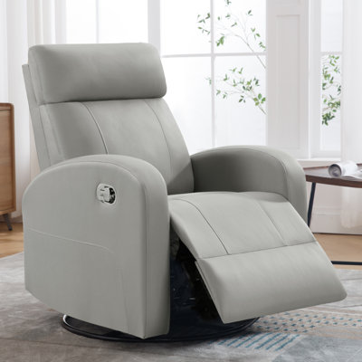 Siru 30.3'' Faux Leather Swivel Reclier Chair