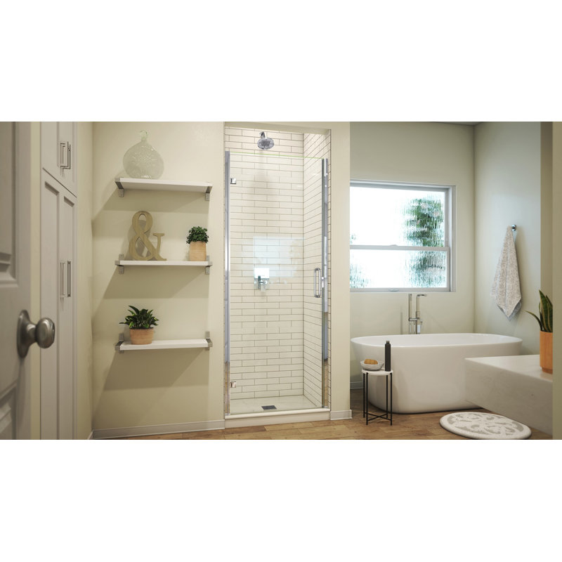 Porte de douche à charnière semi-sans cadre l 35 po x H 73 po MP Swinging, Chrome poli