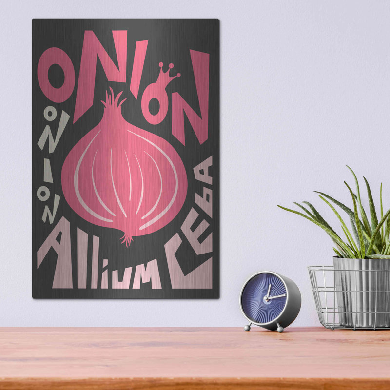 «Kitchen Onion» par Ayse, art mural en métal, H 16 po x l 12 po