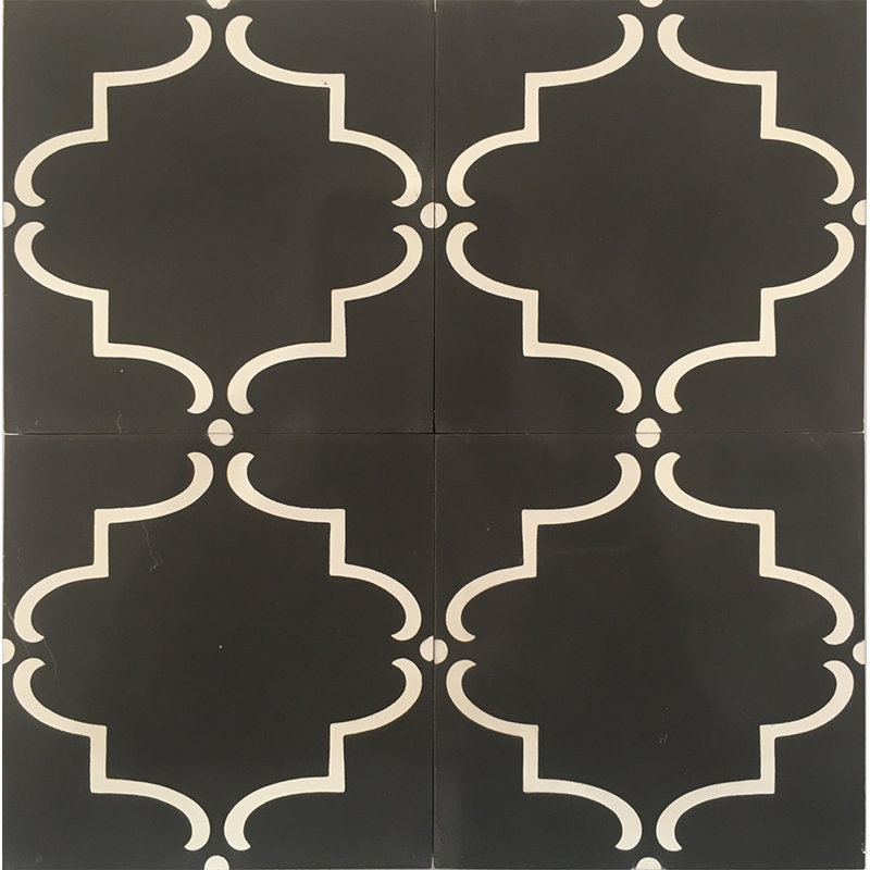 Cemento 8" x 8" Cement Patterned Wall & Floor Tile, Parisian Noir