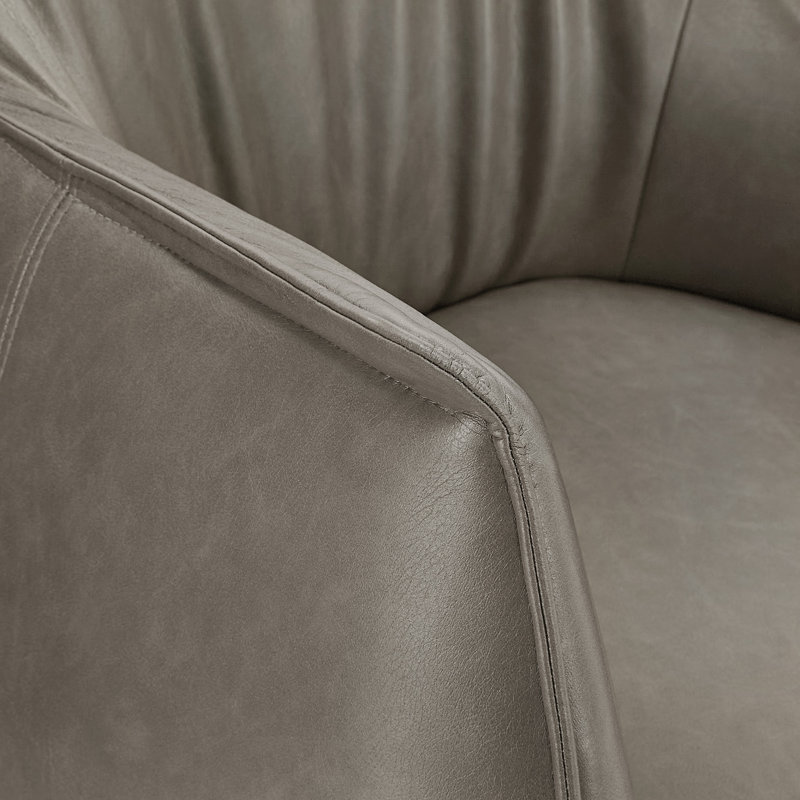 Fauteuil demi-tonneau en faux cuir Rangins, Gris