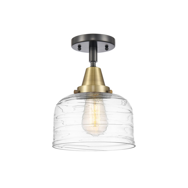 Plafonnier encastré en verre Amede, Tourbillon déco transparent, H 10,38 po x l 8 po x P 8 po, Laiton antique noir
