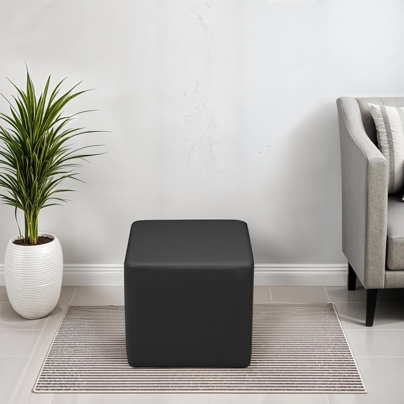 Pro Series Upholstered Square Ottoman 18" Height, Black
