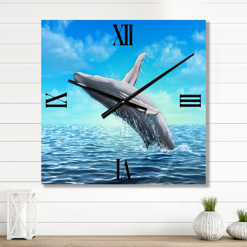 Humpback Whale Jumping - Farmhouse Wall Clock, Small