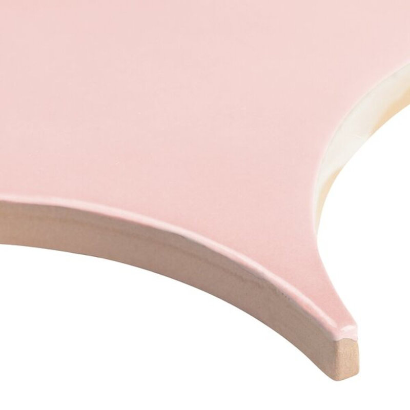 Highwater 5" Fish Scale Polished Ceramic Tile, Rose Pink
