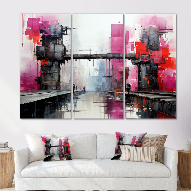 Ensemble de décoration murale Magenta, Toile tendue, H 32 po x l 48 po x P 1 po