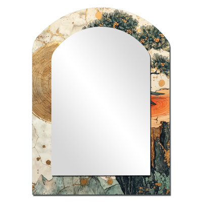 Abstract Hummingbird Fluttering Grace III - Hummingbird Asymmetrical Unique Wall Mirror, Modern Arch Mirror, Printed Metal Art
