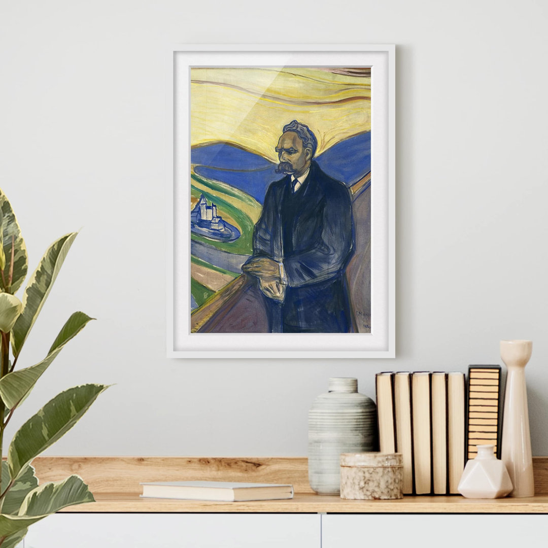 Gerahmtes Papierbild Porträt Nietzsche von Edvard Munch