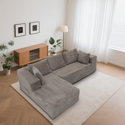 2 - Piece No Assembly Required Living Room Set, Upholstered L Shape Sofa With Chaise Lounge