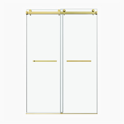 Porte de douche coulissante double sans cadre 66 po x 66 po, porte de douche double, verre trempé de 3/8 po (10 mm), acier inoxydable brossé