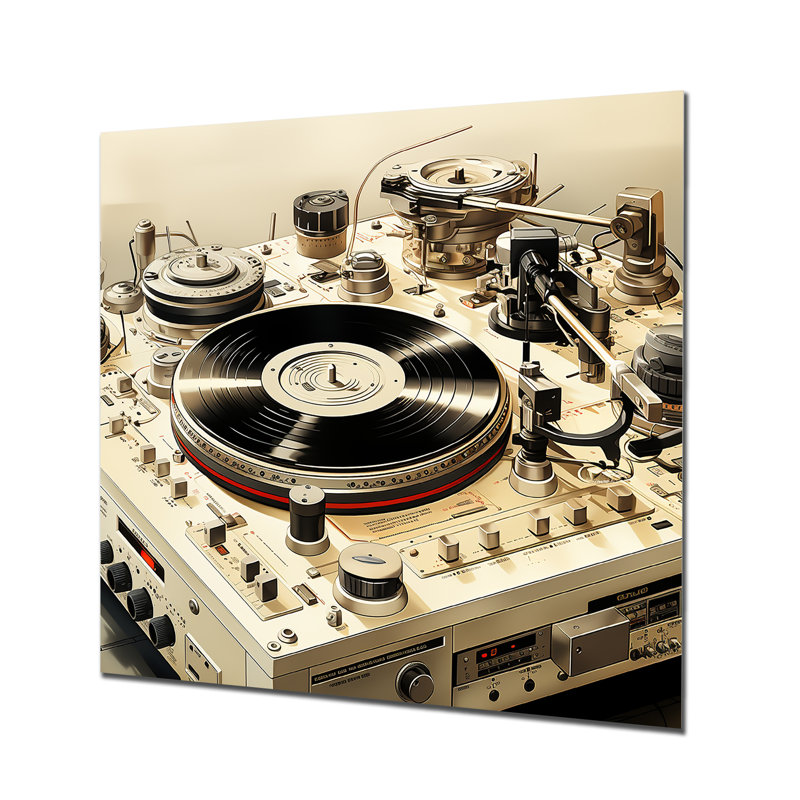 Art mural rétro en vinyle Melody II - Platines vinyle, H 16 po x l 16 po