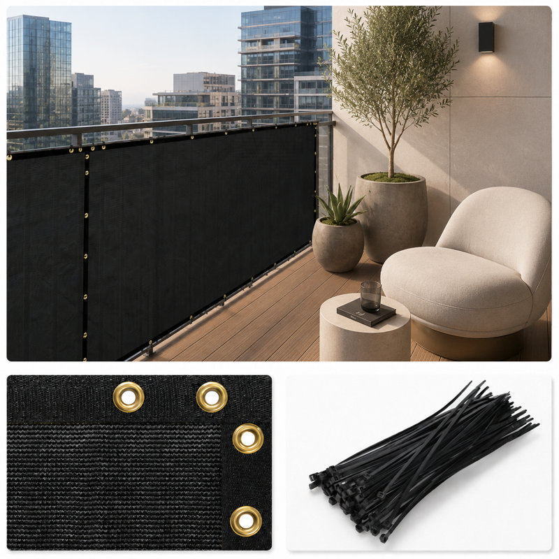 Amgo Fence Privacy Screen Heavy Duty Windscreen with Bindings & Grommets, White, 4' H x 25' W