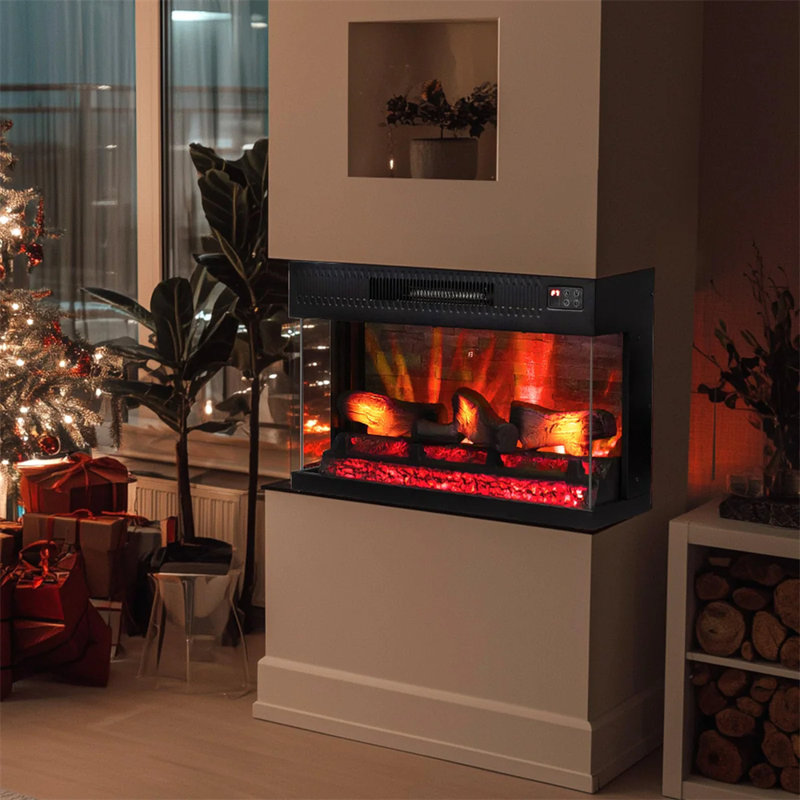 28 po Foyer électrique encastrable avec 20 couleurs de flamme, H 17,36 po x l 28 po x P 8,07 po