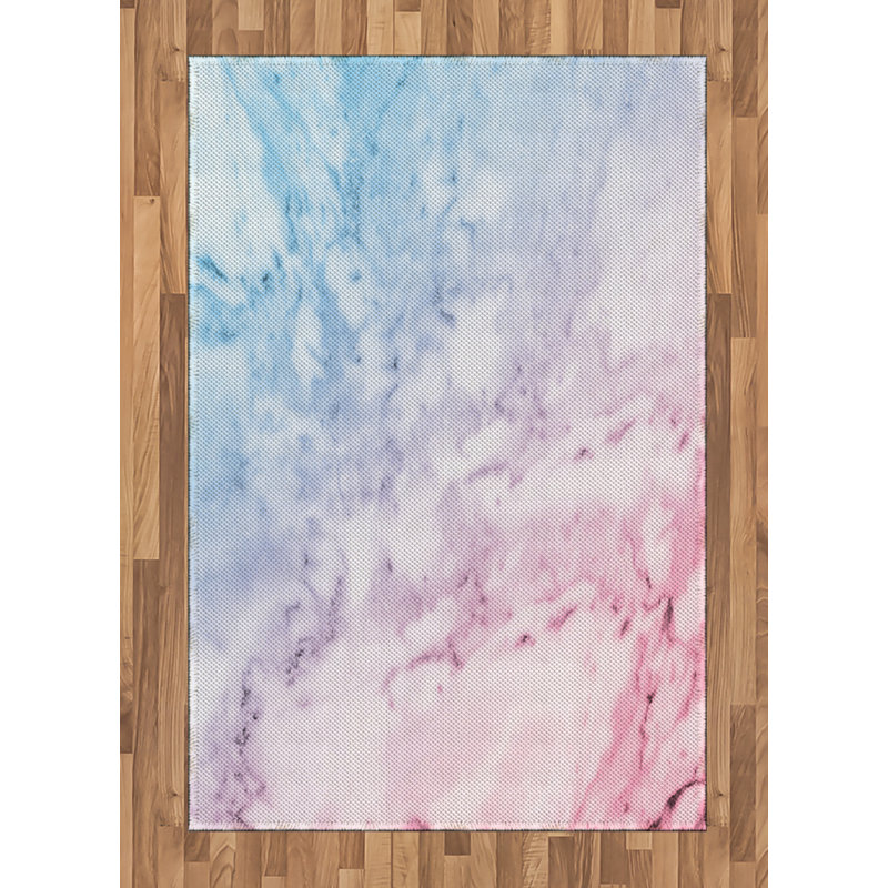 Tapis décoratif à longues fibres en polyester à haute densité de marbre, Rectangle— 4 pi x 5 pi 8 po