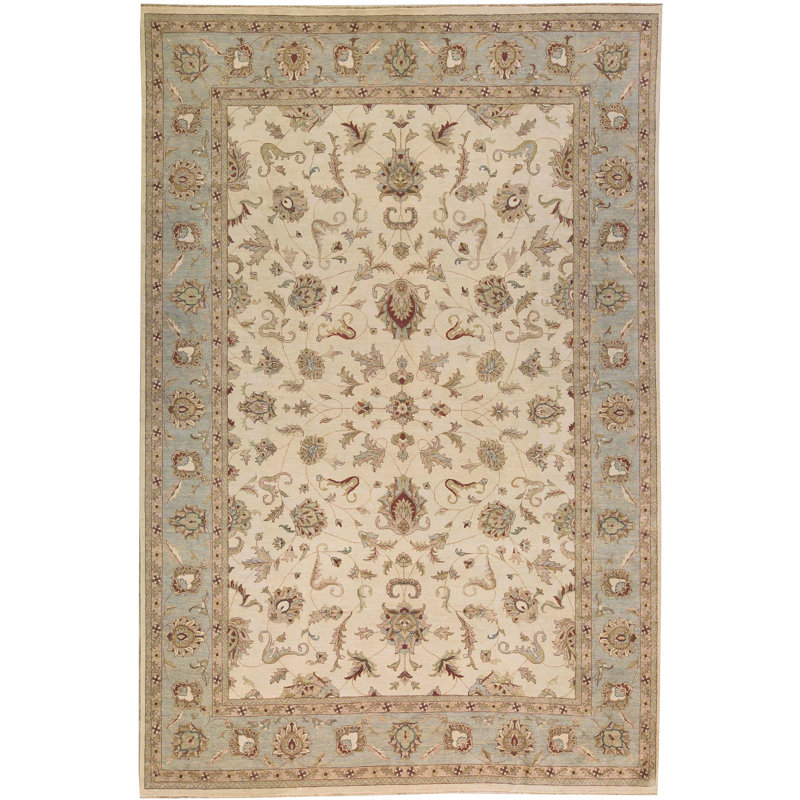 Cornwall Wool Oriental Area Rug in Beige/Gray