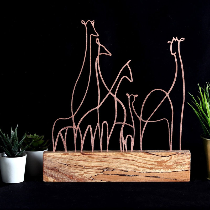 Elegant Decorative Object, Bronze Finish, 11.8 x 13.8 x 1.4 inches | 100% Metal Construction (Thickness: 0.08 inches) & Solid Wood Base | Perfect for Home Décor, Stylish Accent for Living Room & Office Spaces
