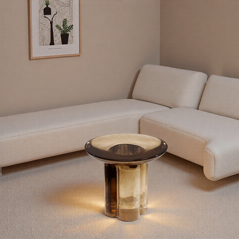 High-end transparent resin round coffee table