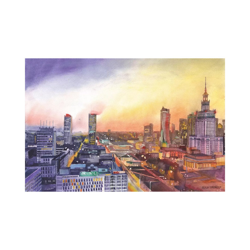 Sunset In Warsaw - Wrapped Canvas Print, 152.5 cm H x 101.5 cm W