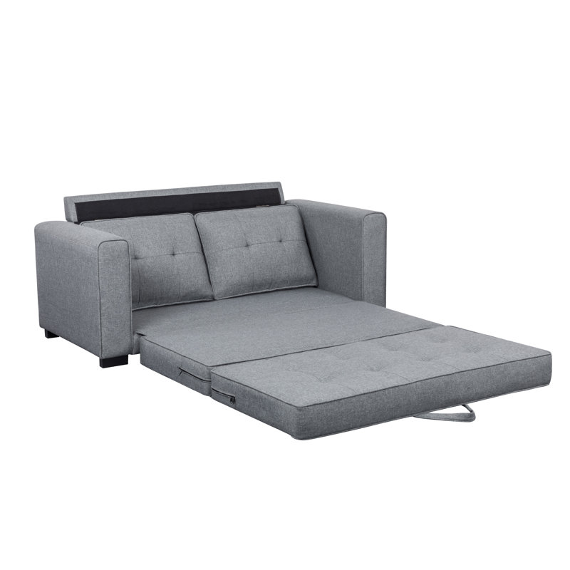Bray Upholstered 58'' Sleeper Sofa, Gray 100% Linen