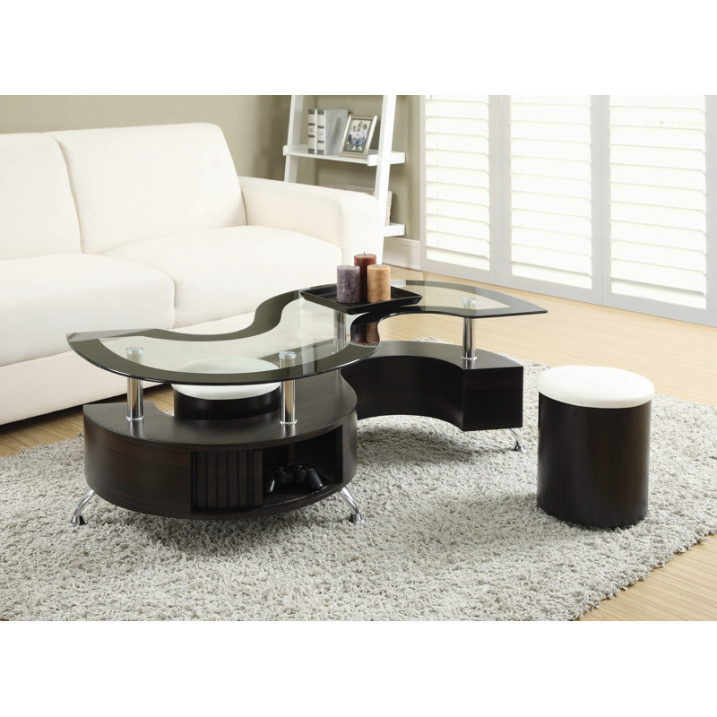 Ensemble de table basse / tabourets 3 pièces Buckley Cappuccino