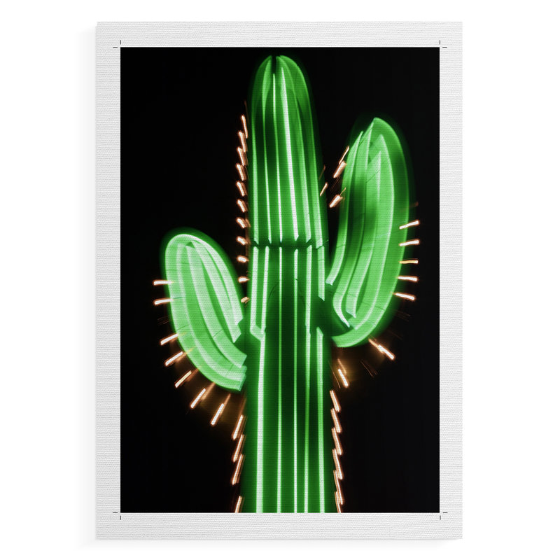 Cactus néon - impression sur toile seulement - non encadrée, H 18 po x l 12 po