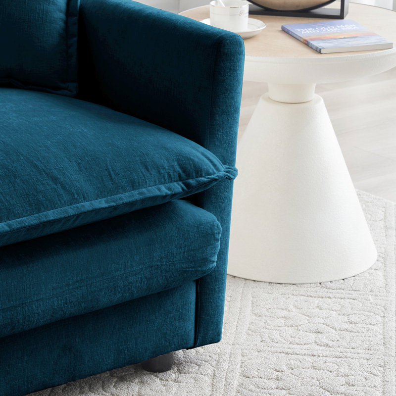 U-shaped Convertible Sectional , 5 With 2 Ottomans, Blue Chenille Upholstery, Quality Solid Wood Construction Sectional, Frame For A Relaxing Living Room