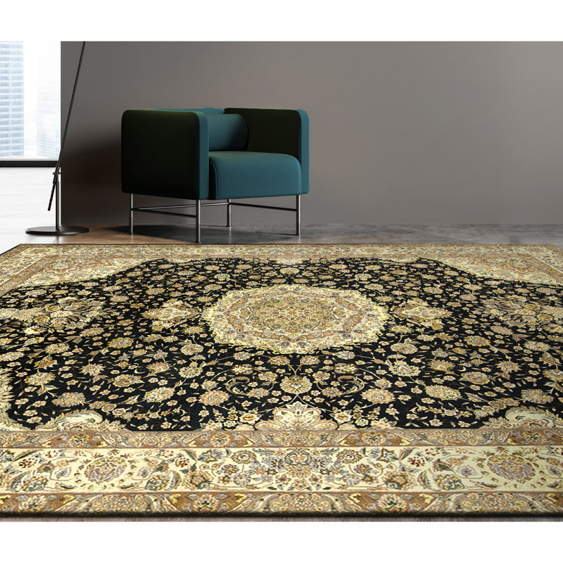 Tapis rectangulaire en laine noué à la main
