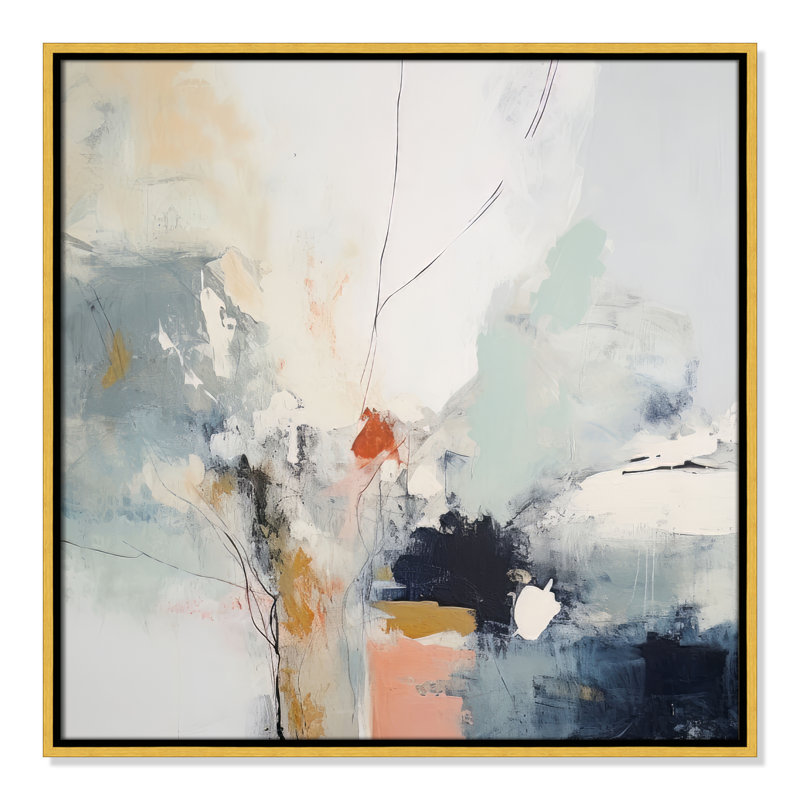«Ethereal Blue Beats II» par Irena Orlov, Toile avec cadre, L 25,5 po x H 25,5 po, Flotteur doré