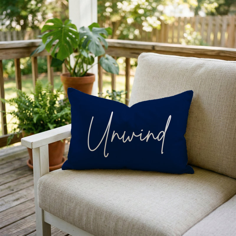 Unwind Pillow 16"X12" Navy, Rectangle 12"H x 16"W, Navy