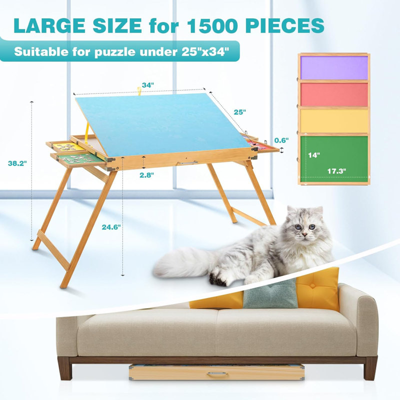 Table de casse-tête pliable avec tiroirs