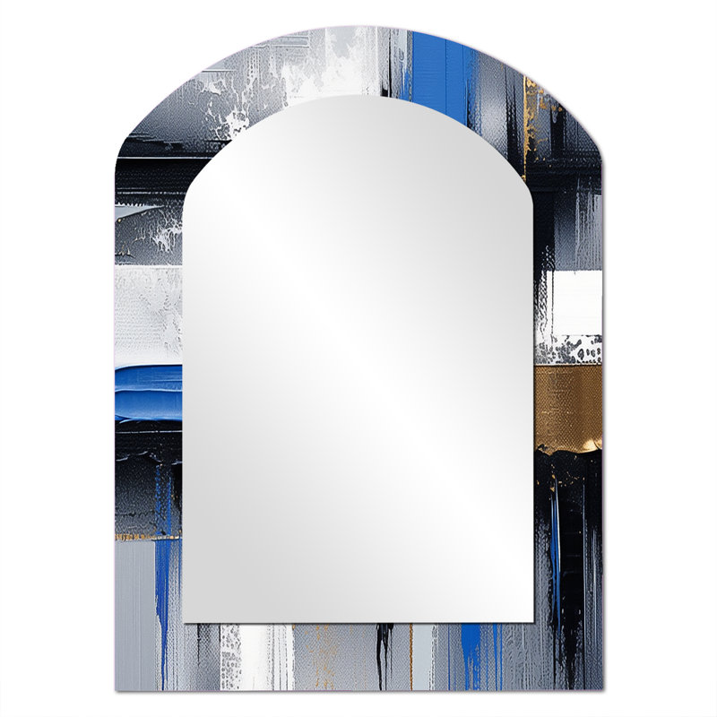 Paint Elegance II - Abstract Collages Asymmetrical Modern Large Wall Mirror, 34" x 25"
