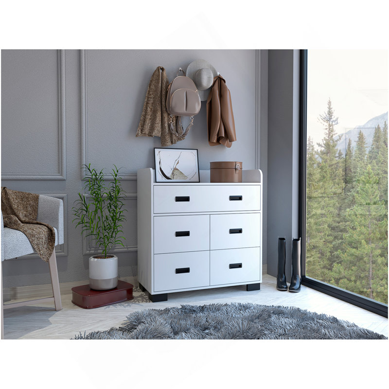 Commode 5 tiroirs Edgemont - blanc