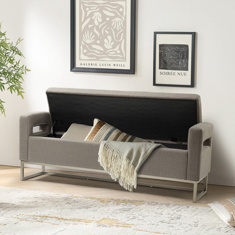Banc de rangement rembourré Anavaeh, Gris