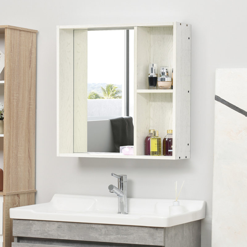 Armoire murale de salle de bain avec miroir - 31,5 po x 25,5 po pour articles d'hygiène, articles de soins capillaires