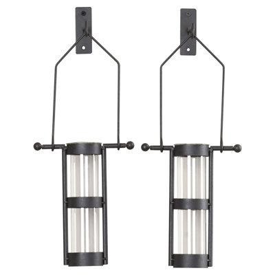 Ensemble de 2 vases mural en verre transparent