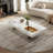 51.19'' Modern Rectangular Coffee Table With Glossy Marble Top, 1 Stainless Steel Hardware Rock Plate Tray And Sturdy Sled Leg Supports-1606042235-1606042228