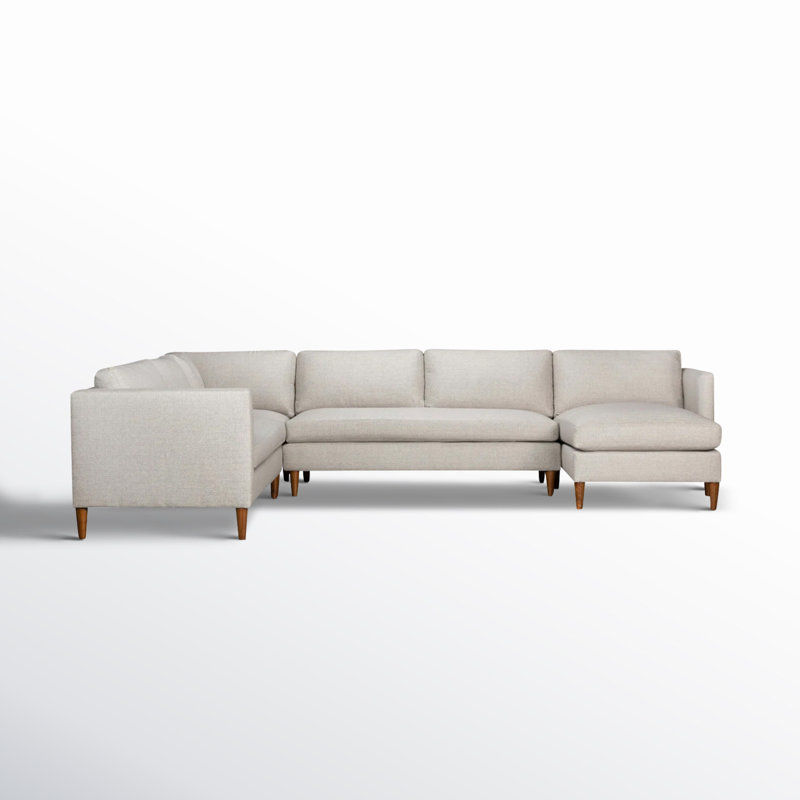 Clifford 4-Piece Upholstered Custom Sectional, Turbo Ash Basketweave, Right Hand Facing