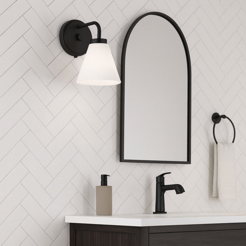 Wynridge Plug & Play 1-Light Wall Sconce in Transitional and Modern Style-9.25 Inches Tall and 6 Inches Wide, Matte Black
