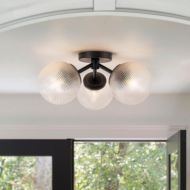 Glass Semi Flush Mount, Black