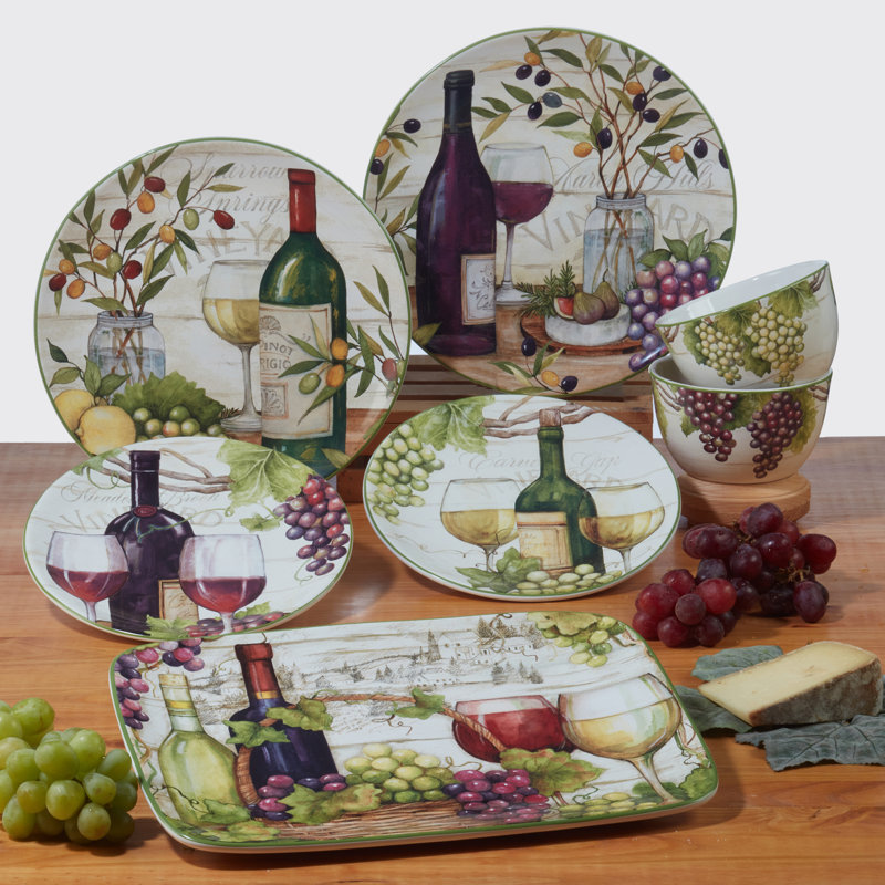 Meadow Brook Vineyard Ceramic Dinner Plates Set of 4