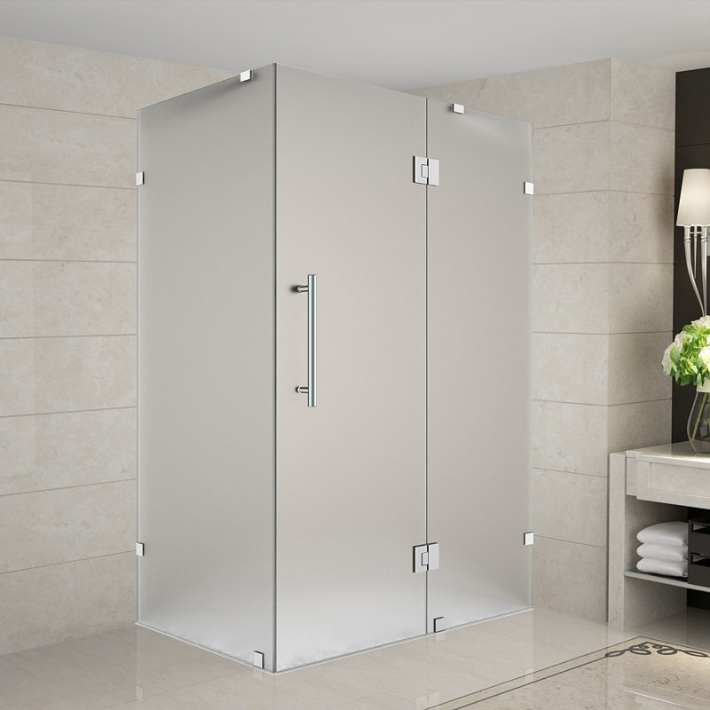 Avalux 34" x 72" Rectangle Hinged Shower Enclosure, Brushed Stainless Steel