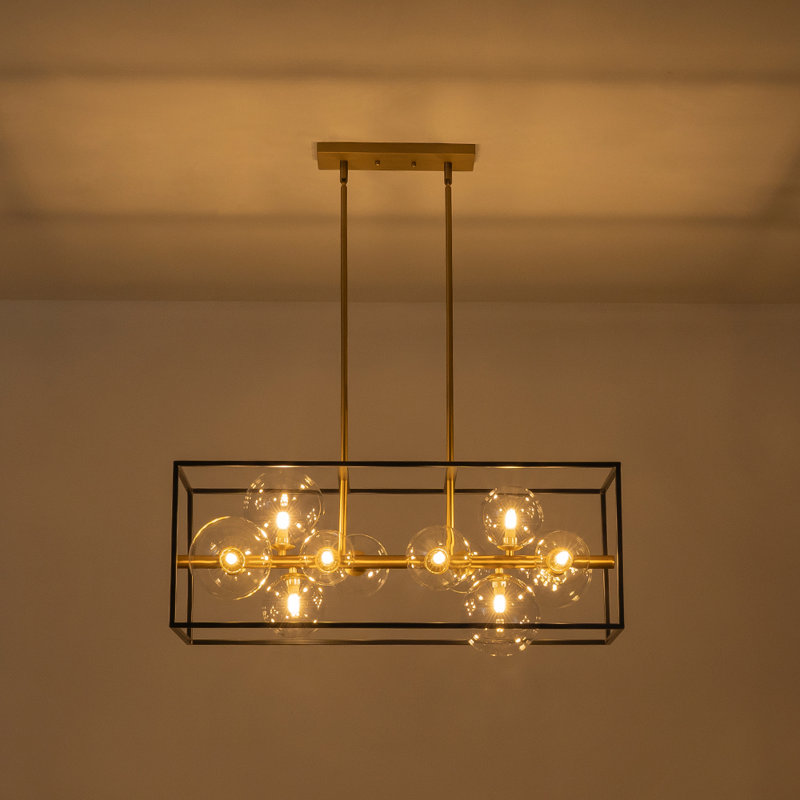 Lustre 12 lumières en verre transparent Kelline