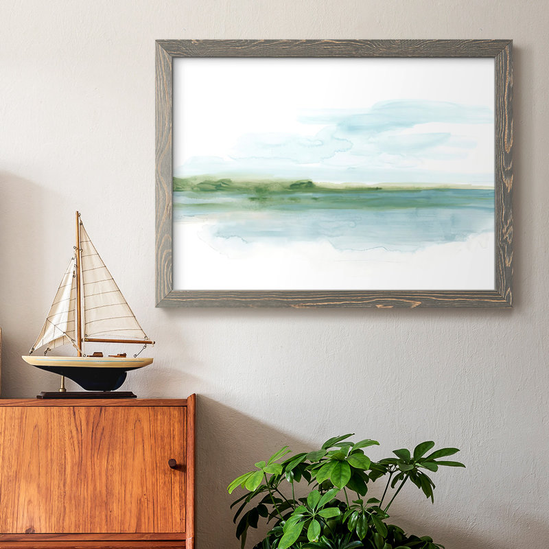 Green Ribbon Coast II, reproduction d'art sur toile, H 26 po x l 38 po, Gris