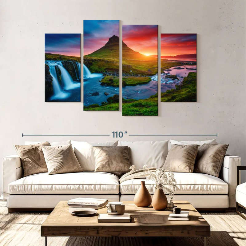 Cascade du volcan Alvord Kirkjufell, H 54 po x l 84 po
