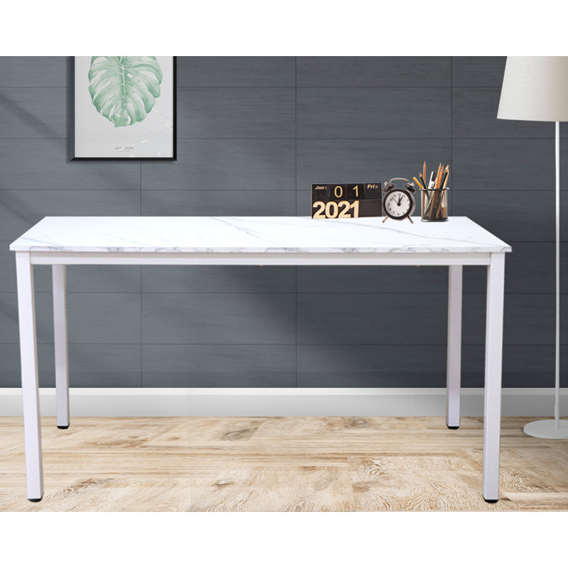 Bureau d'écriture, Plateau en grain de marbre blanc / cadre blanc