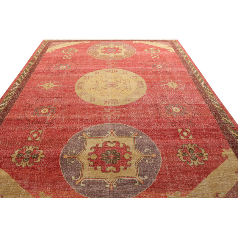 Distressed Homage Hand Knotted Wool Area Rug, Rectangle 10' x 14'