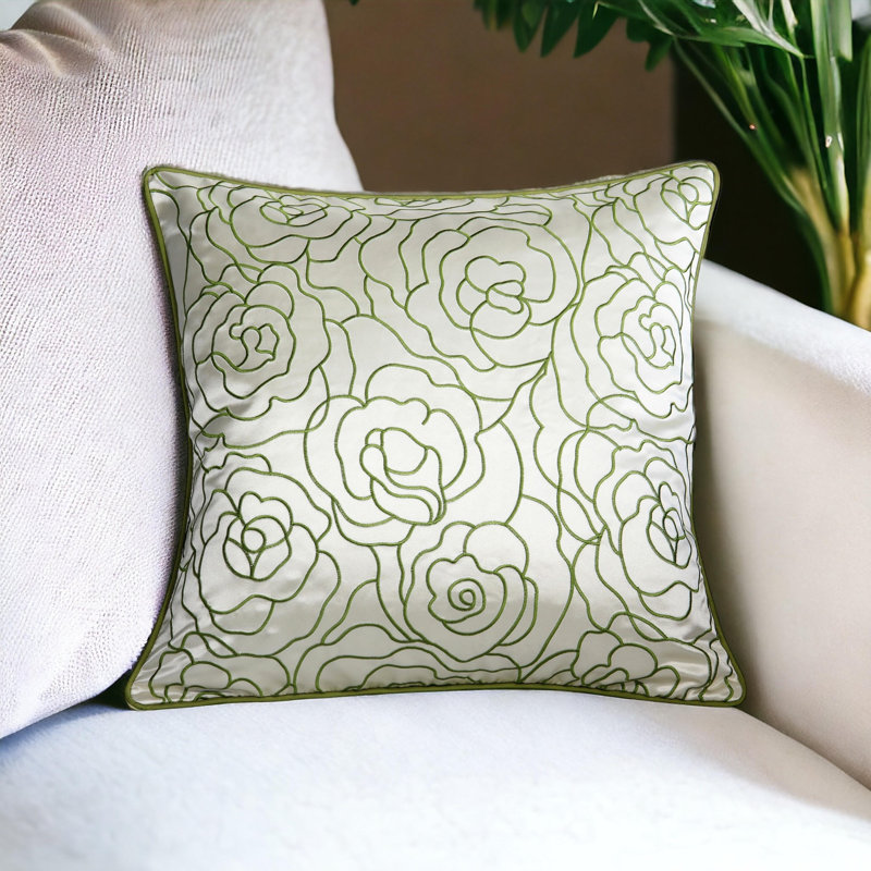 Embroidered Silk Trhow Pillow Cover