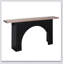 Console moderne minimaliste avec base en arche noire et plateau en bois naturel, console en bois de 66 po