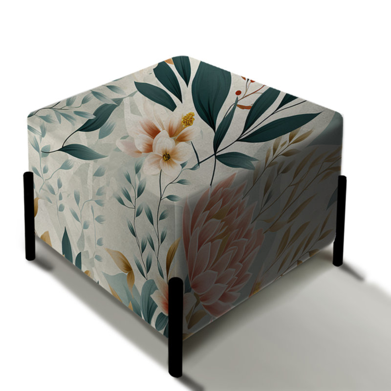Enchanted Lotus Gardens Botanical Pattern - Floral Square Ottoman
