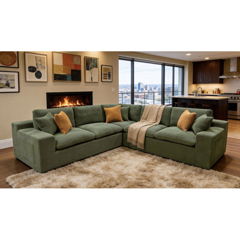 Canapé modulaire Joncasea, Dark Green Polyester Blend